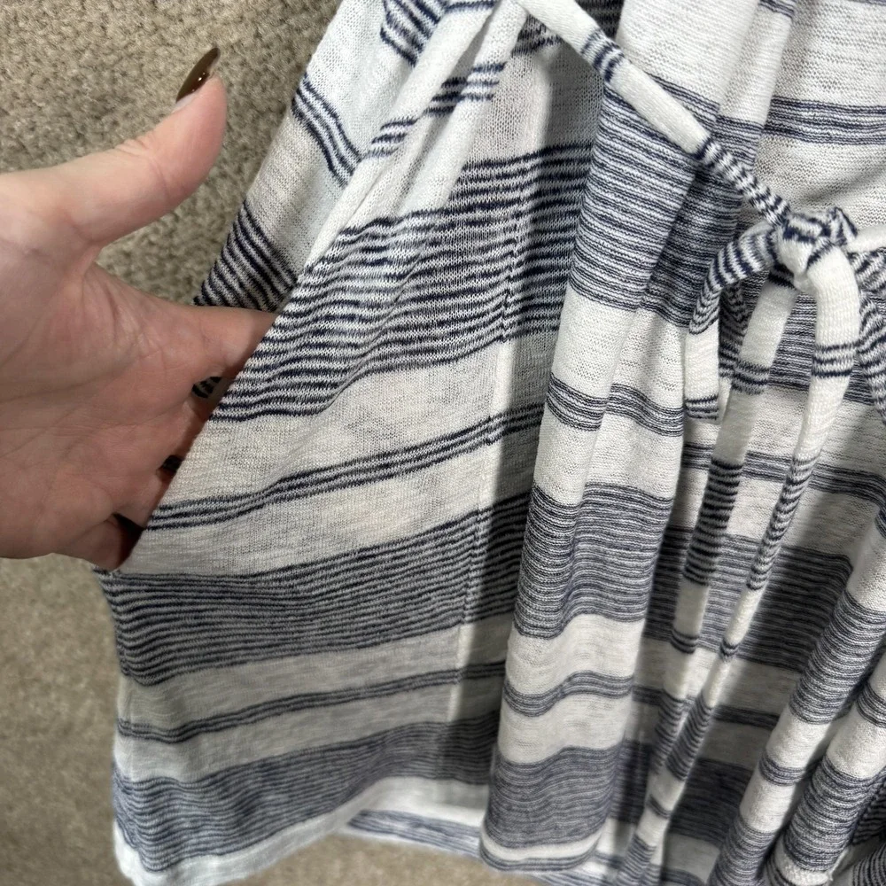 Saturday Sunday Vest‎ Womens Small Blue Striped Open Front Sweater Pockets